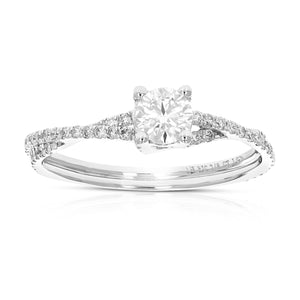 7/8 cttw Wedding Engagement Ring for Women, Round Lab Grown Diamond Ring in 14K White Gold, Prong Setting