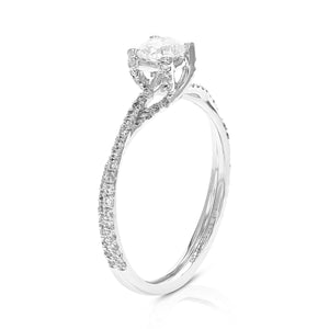 7/8 cttw Wedding Engagement Ring for Women, Round Lab Grown Diamond Ring in 14K White Gold, Prong Setting