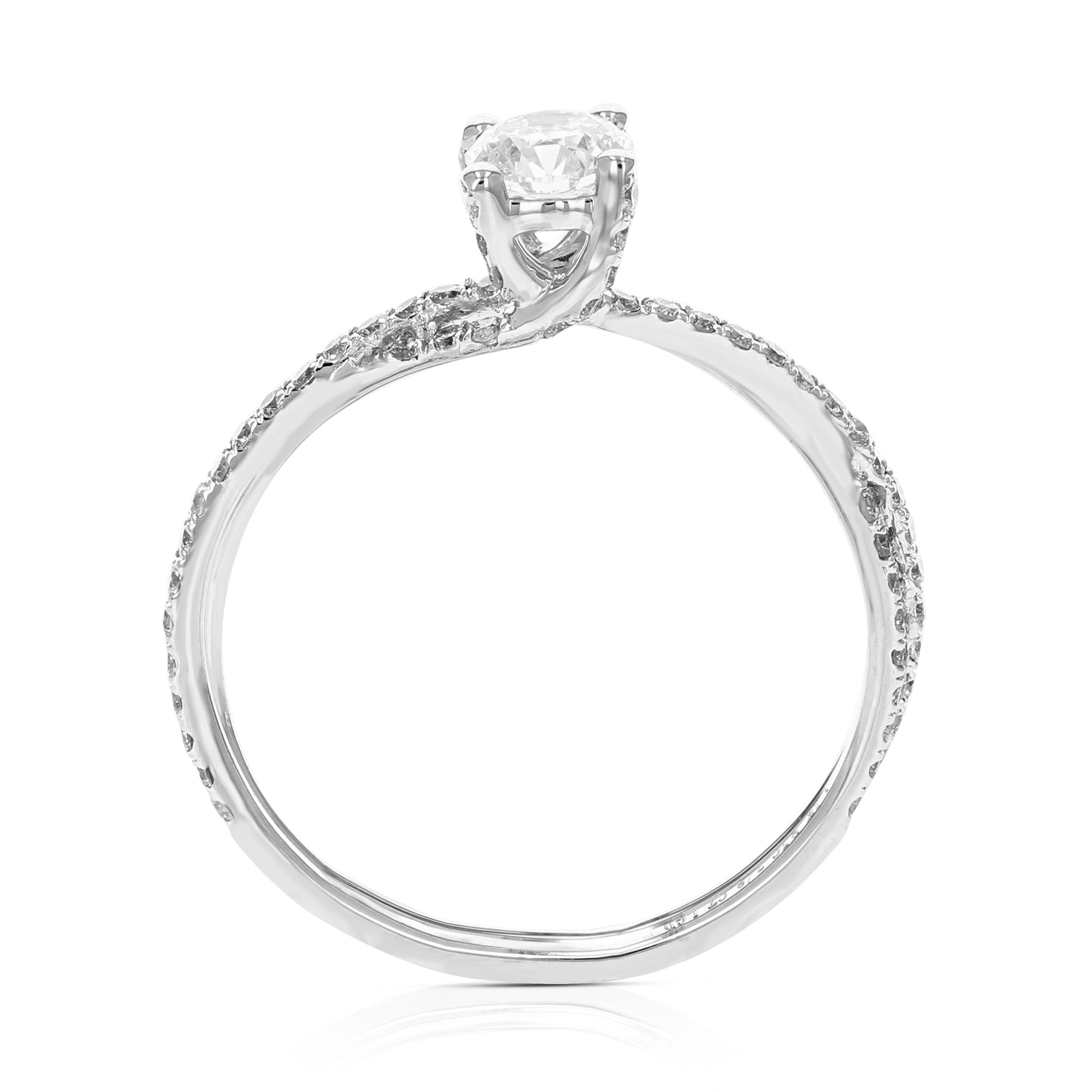 7/8 cttw Wedding Engagement Ring for Women, Round Lab Grown Diamond Ring in 14K White Gold, Prong Setting