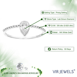 5/8 cttw Wedding Engagement Ring for Women, Round Lab Grown Diamond Ring in 14K White Gold, Prong Setting