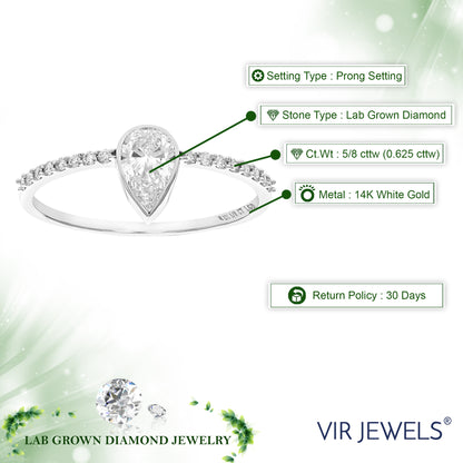 South North Pear Solitaire Ring