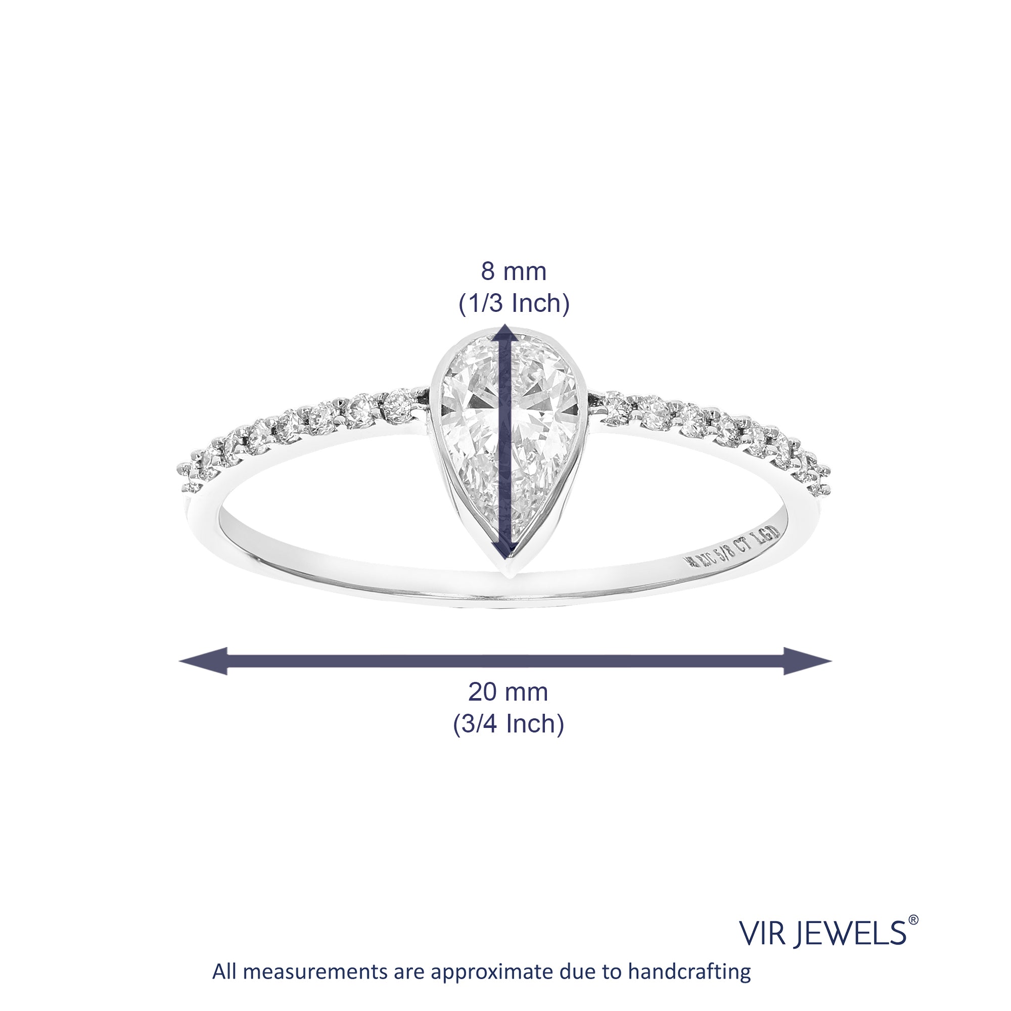 South North Pear Solitaire Ring