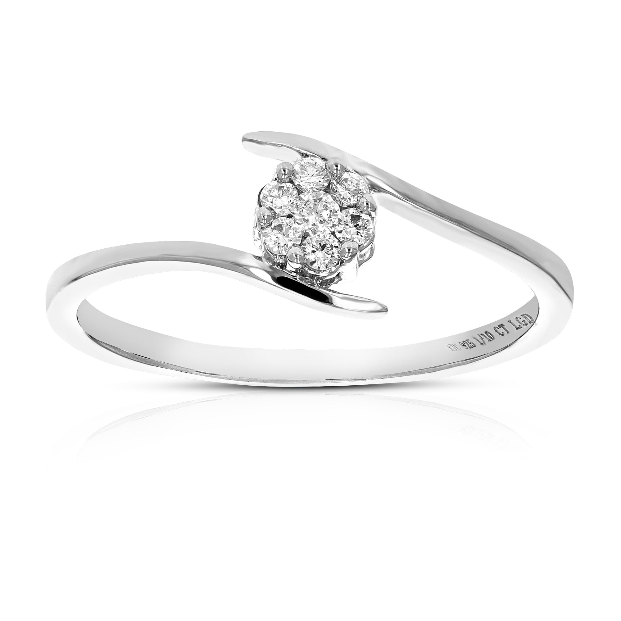 1/10 cttw Diamond Engagement Ring for Women, Round Lab Grown Diamond Engagement Ring in .925 Sterling Silver, Prong Setting