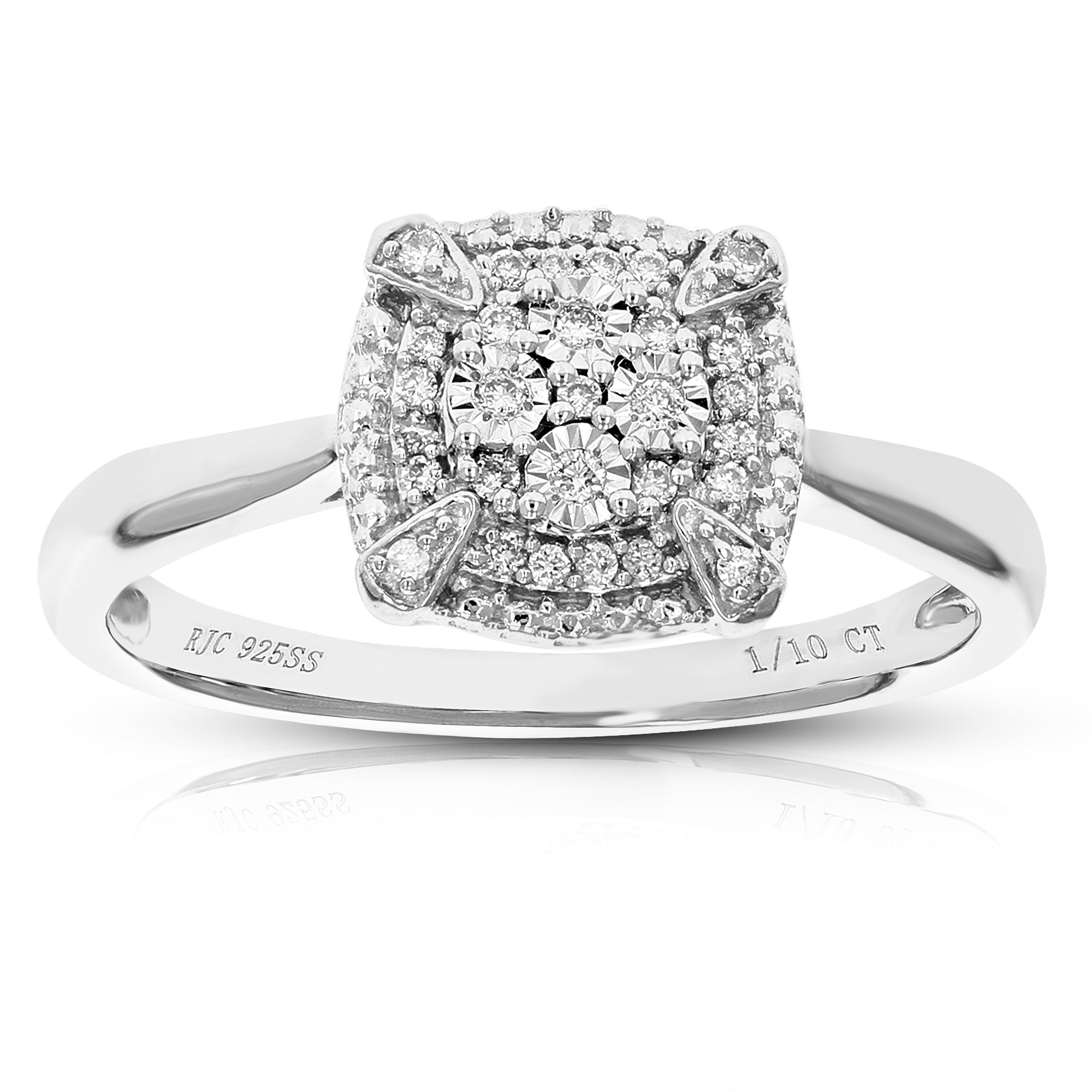 1/10 cttw Diamond Engagement Ring for Women, Round Lab Grown Diamond Ring in 0.925 Sterling Silver, Prong Setting, Size 6-8