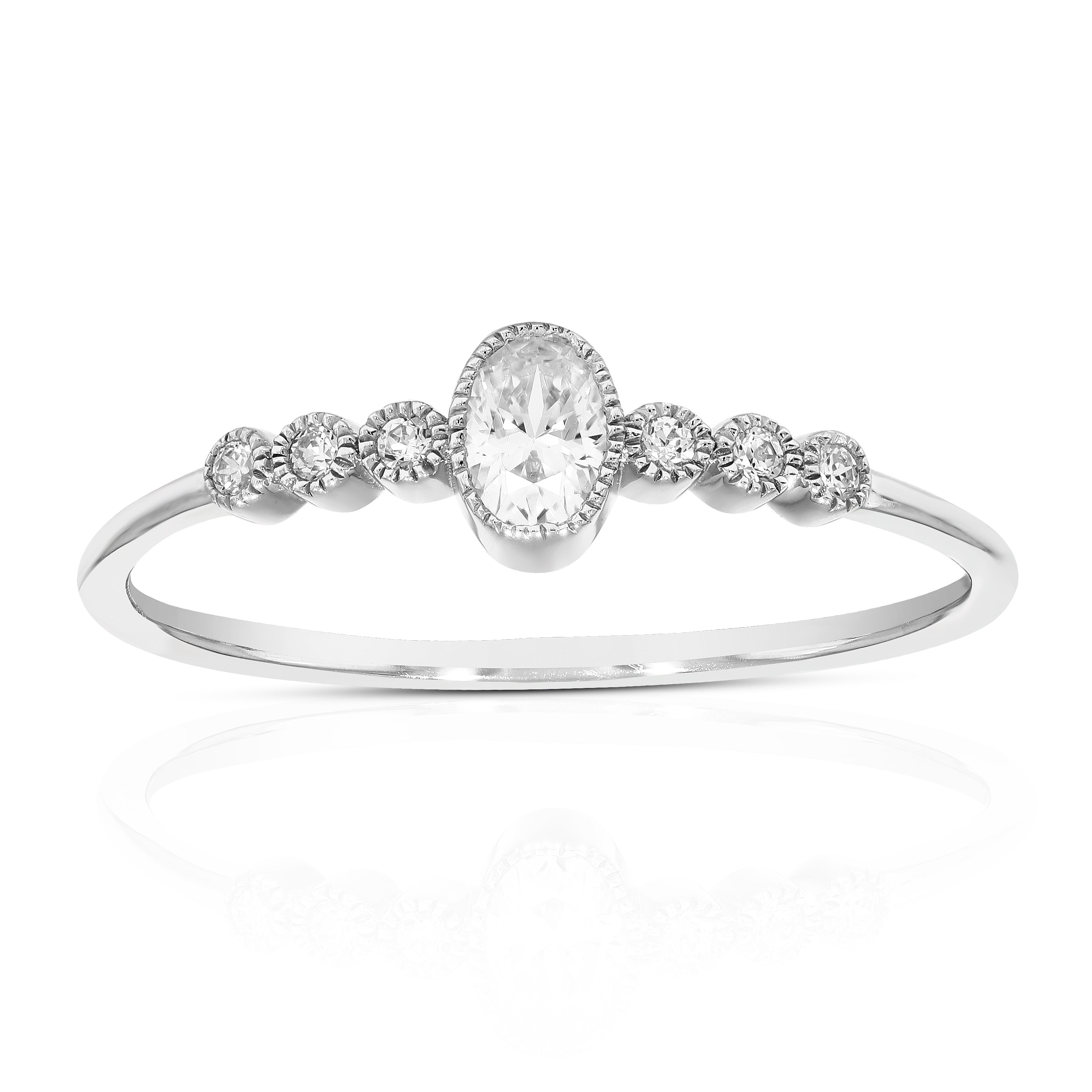Oval Milgrain Lab Diamond Ring