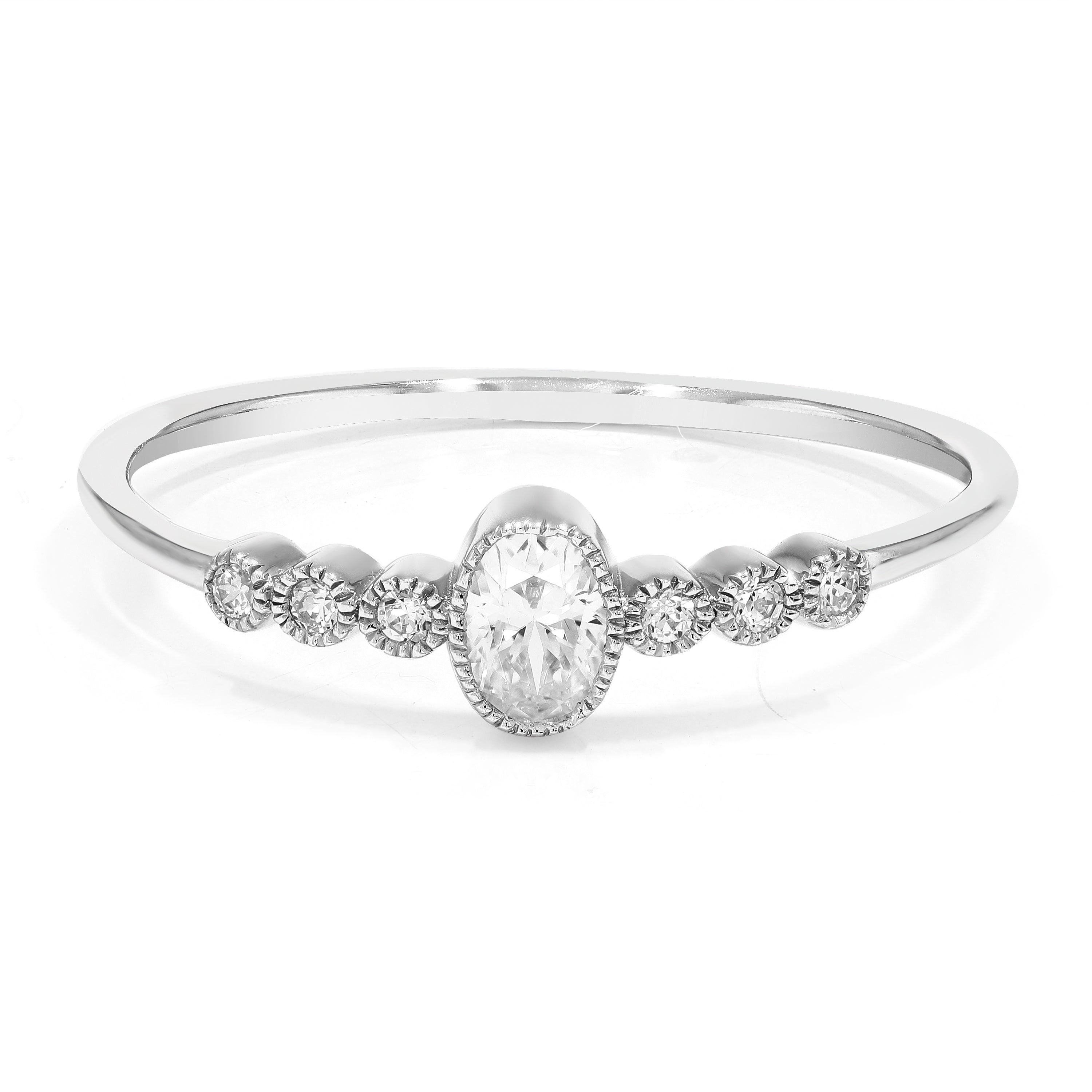 Oval Milgrain Lab Diamond Ring