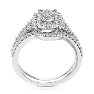 1/5 cttw Wedding Engagement Ring Bridal Set, Round Lab Grown Diamond Ring for Women in .925 Sterling Silver, Prong Setting, Size 6-8