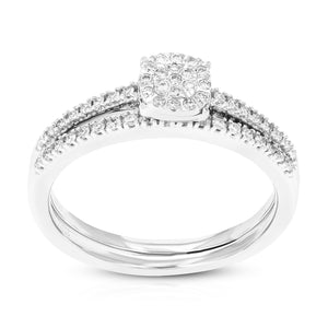 1/4 cttw Wedding Engagement Ring Bridal Set, Round Lab Grown Diamond Ring for Women in .925 Sterling Silver, Prong Setting, Size 6-8