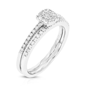 1/4 cttw Wedding Engagement Ring Bridal Set, Round Lab Grown Diamond Ring for Women in .925 Sterling Silver, Prong Setting, Size 6-8