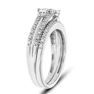 1/3 cttw Wedding Engagement Ring Bridal Set, Round Lab Grown Diamond Ring for Women in .925 Sterling Silver, Prong Setting, Size 6-8