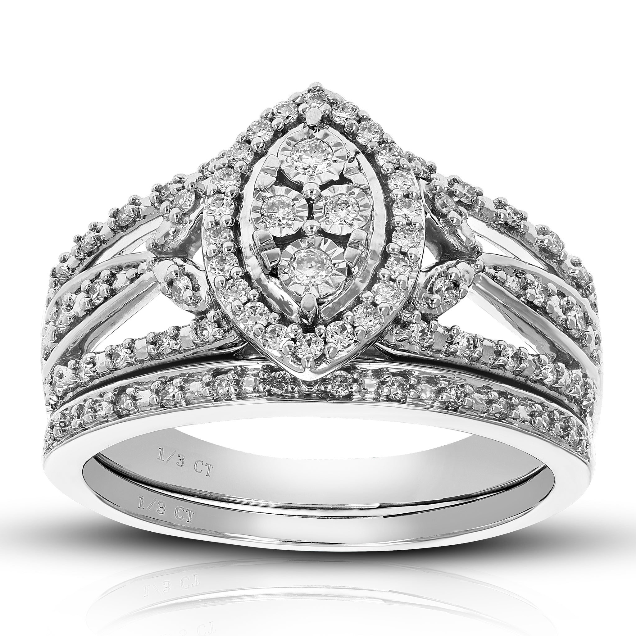1/3 cttw Lab Created Diamond Bridal Set for Women in Sterling