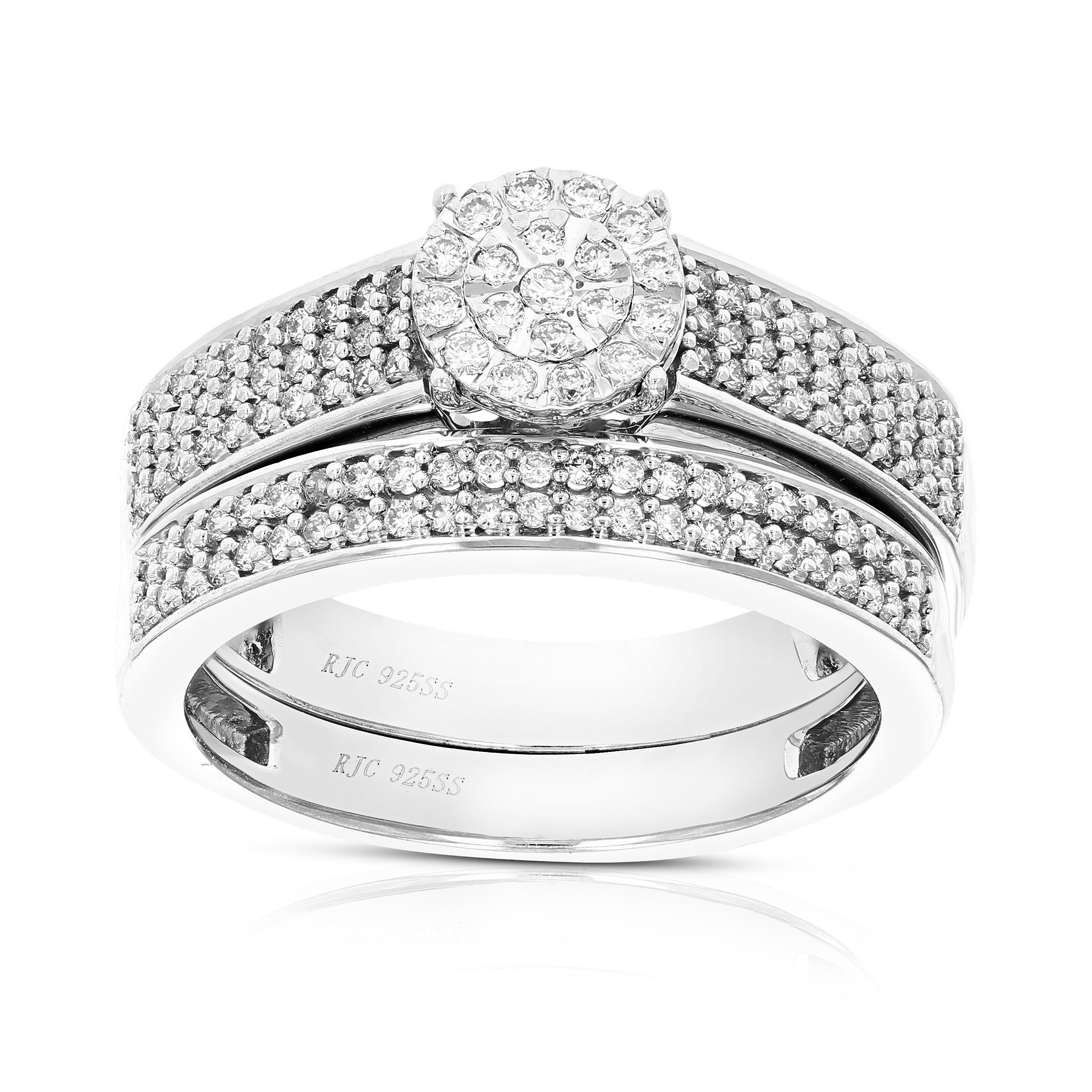 Small Beaded Halo Diamond Bridal Set