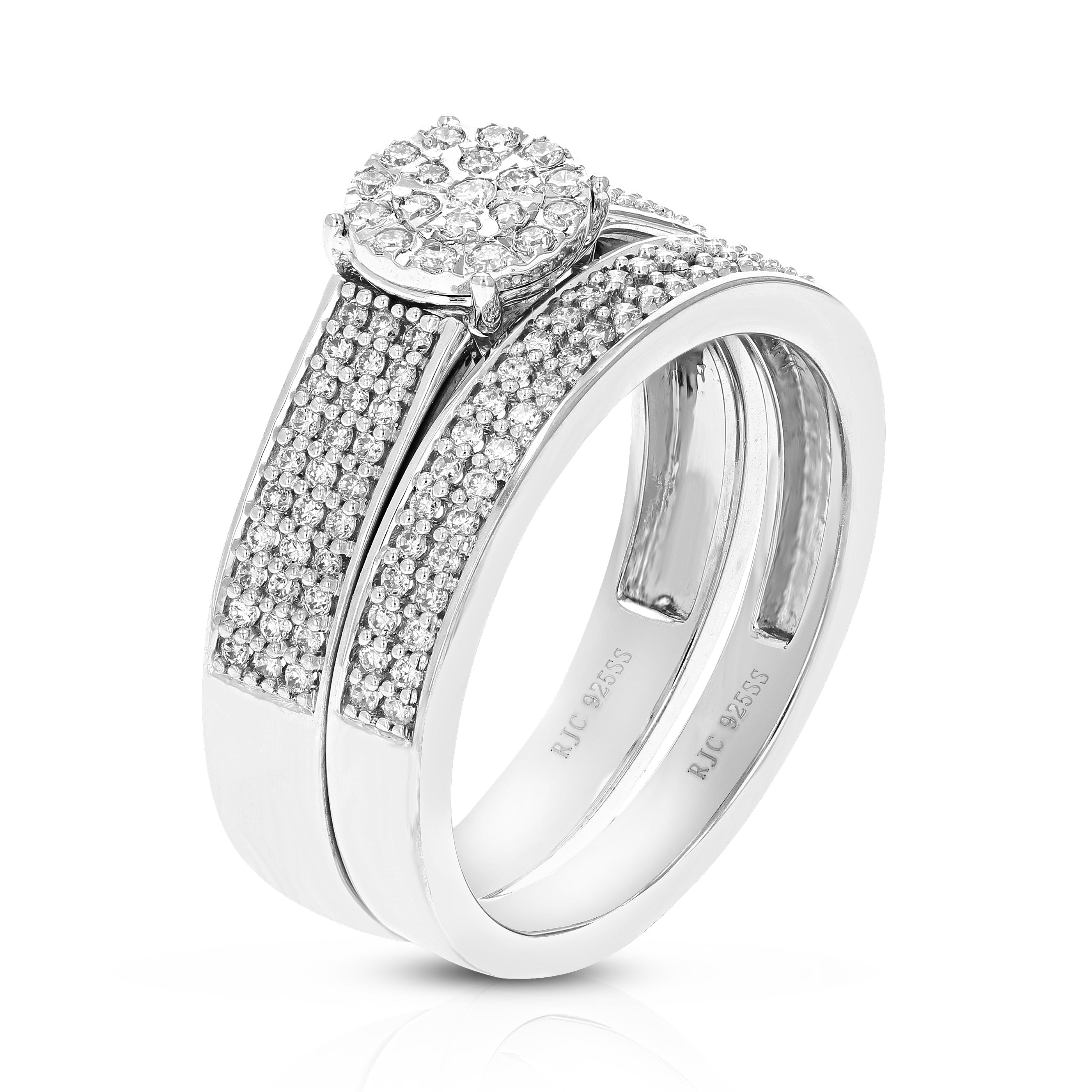 Small Beaded Halo Diamond Bridal Set