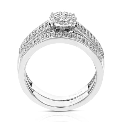 Small Beaded Halo Diamond Bridal Set