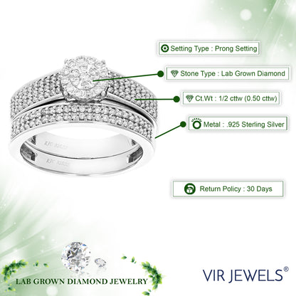 Small Beaded Halo Diamond Bridal Set