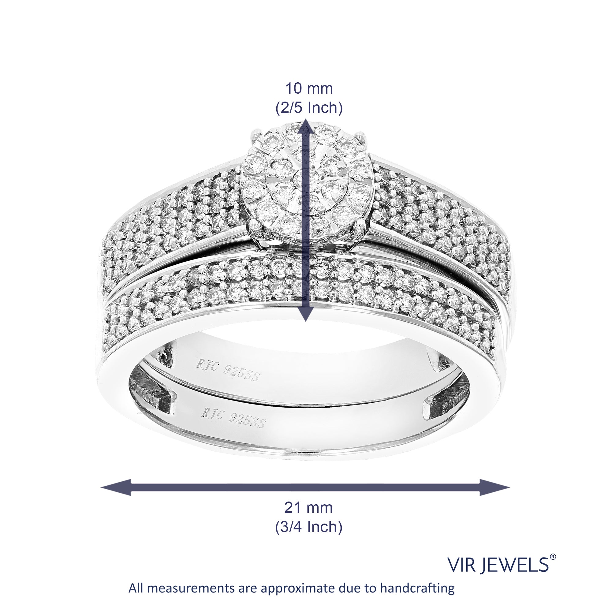 Small Beaded Halo Diamond Bridal Set
