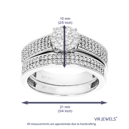 Small Beaded Halo Diamond Bridal Set
