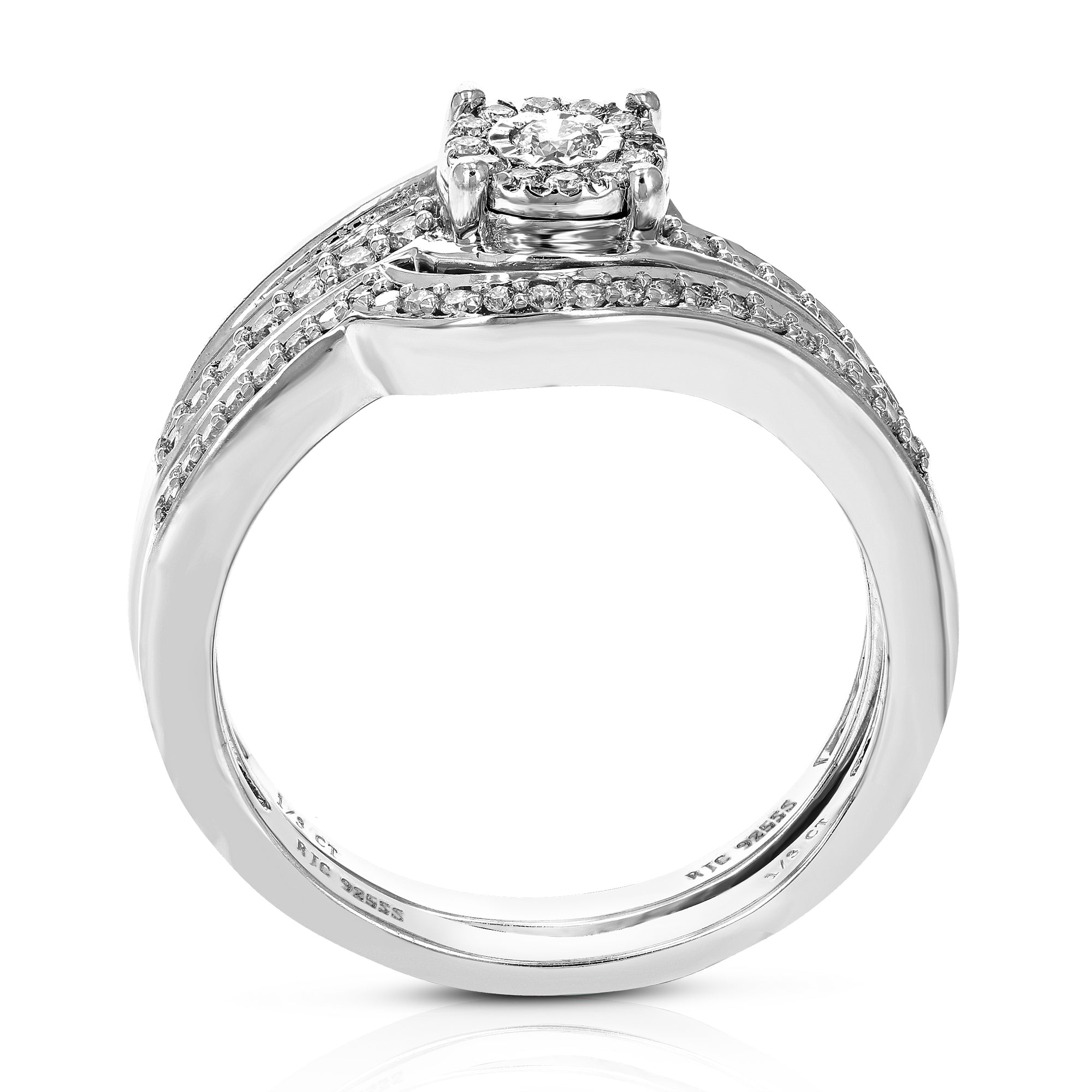 1/3 cttw Wedding Engagement Ring Bridal Set, Round Lab Grown Diamond Ring for Women in .925 Sterling Silver, Prong Setting, Size 6-8