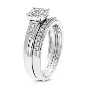 1/4 cttw Wedding Engagement Ring Bridal Set, Round Lab Grown Diamond Ring for Women in .925 Sterling Silver, Prong Setting, Size 6-8