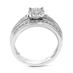 1/4 cttw Wedding Engagement Ring Bridal Set, Round Lab Grown Diamond Ring for Women in .925 Sterling Silver, Prong Setting, Size 6-8