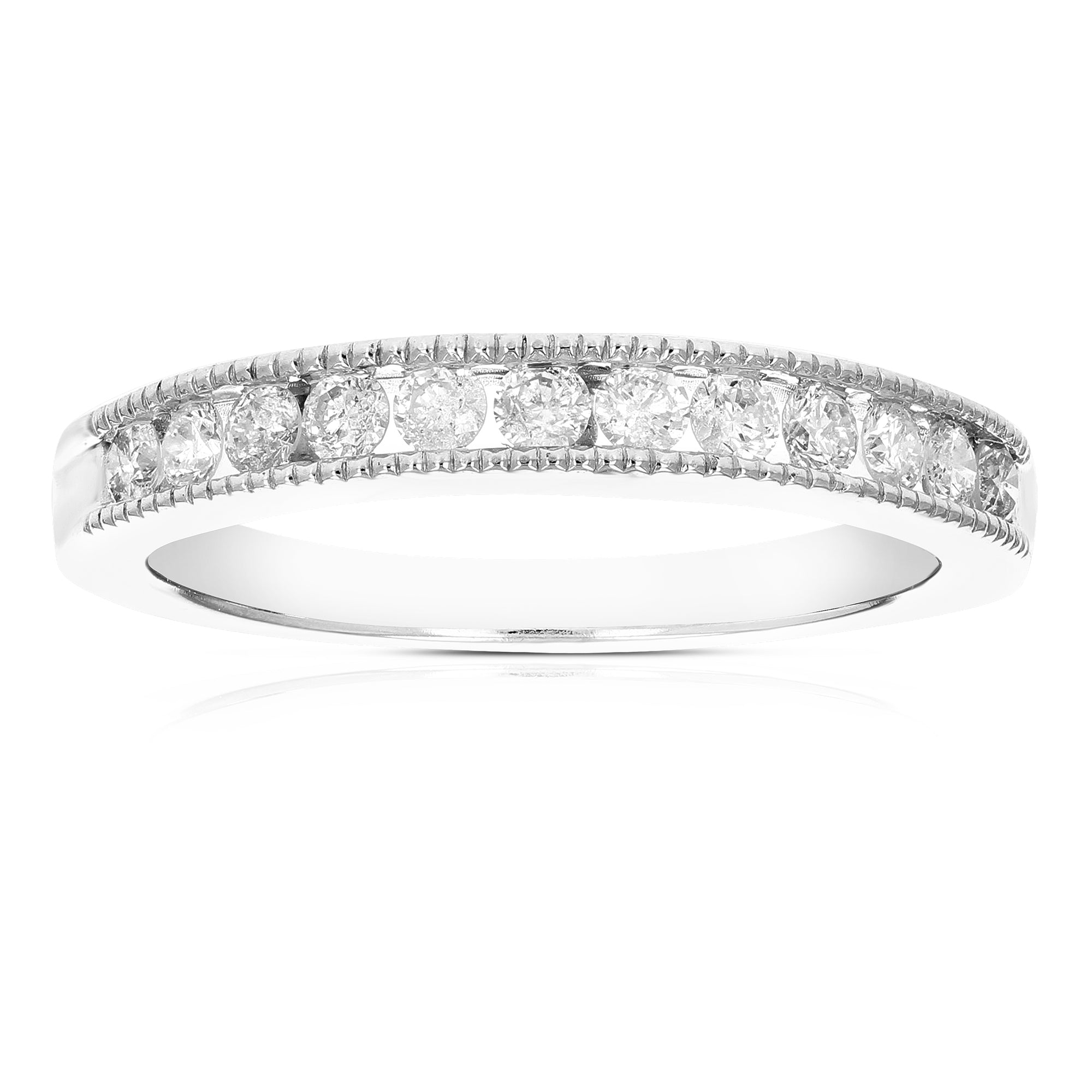 0.44 cttw Diamond Wedding Band 14K White Gold 12 Stones Round Bridal Ring Size 7