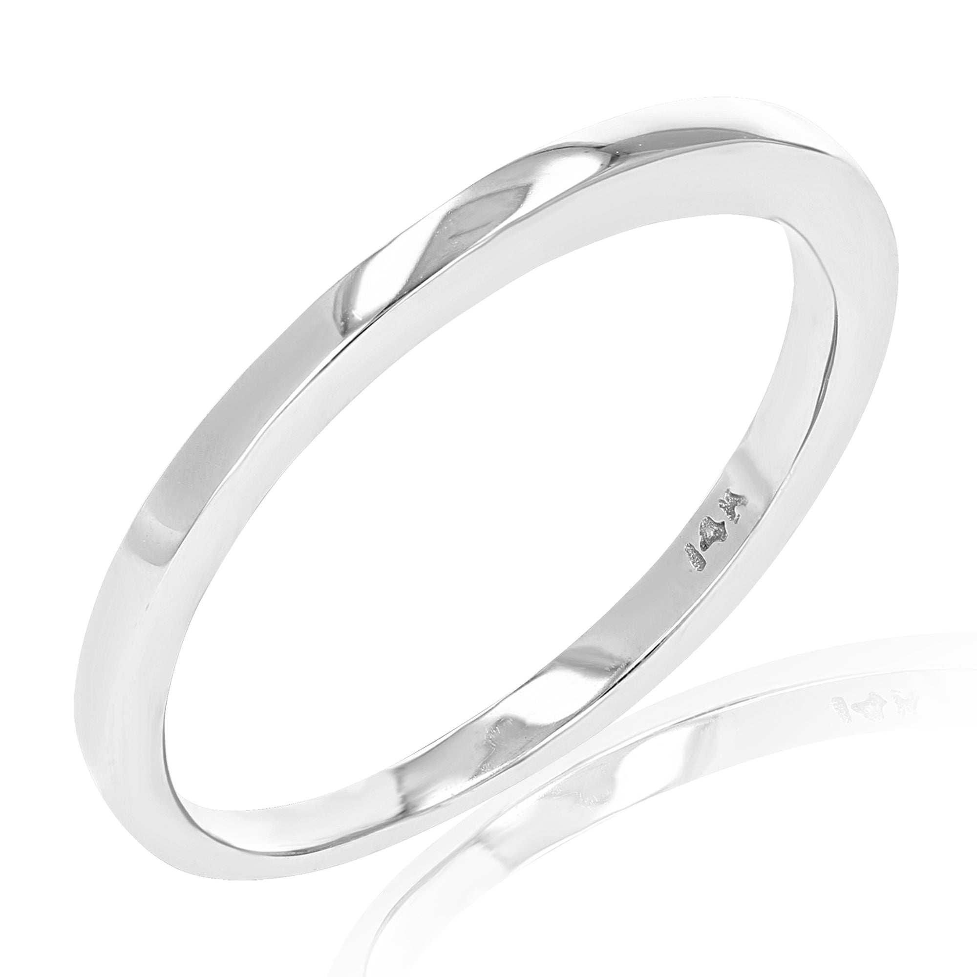 Solid Wedding Band Bridal Ring 14K White Gold Size 7