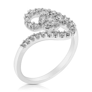 1/2 cttw Diamond Cocktail Engagement Ring 14K White Gold Round Prong Set Size 7