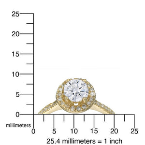 1.30 cttw Diamond Engagement Ring 14K Yellow Gold Round Halo Prong Set Bridal