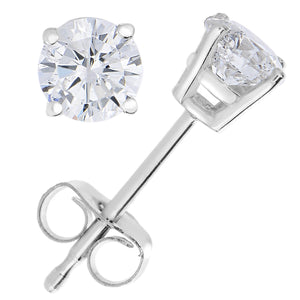 1/2 cttw Diamond Stud Earrings 14K White or Yellow Gold Round 4 Prong with Screw Backs