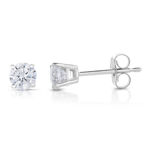 1/4 cttw Diamond Stud Earrings 14K White or Yellow Gold Push Backs Round 4 Prong Basket