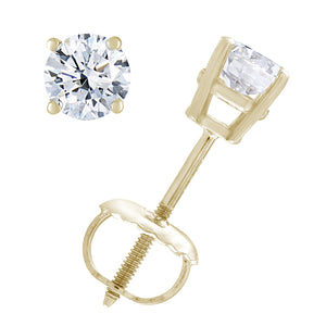 1/2 cttw SI2-I1 Clarity Certified Diamond Stud Earrings 14K White or Yellow Gold Round with Screw Backs