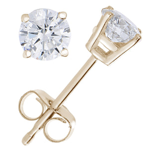 1/3 cttw SI2-I1 Certified Diamond Stud Earrings 14K White or Yellow Gold Round with Screw Backs