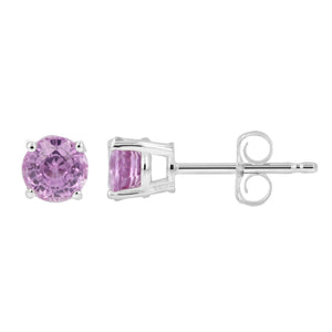 1/2 cttw Pink Sapphire Stud Earrings 14K Gold Round with Push Backs