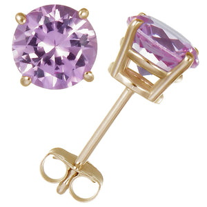 1/2 cttw Pink Sapphire Stud Earrings 14K Gold Round with Push Backs