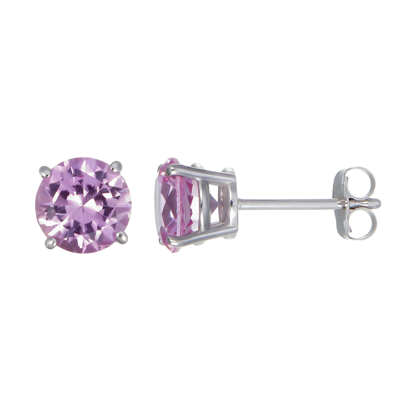 1 cttw Pink Sapphire Stud Earrings 14K Gold Round with Push Backs