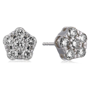 1 cttw Diamond Stud Earrings In 14K White Gold I1-I2 Clarity With Push-Backs