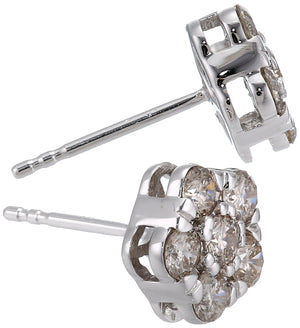 1 cttw Diamond Stud Earrings In 14K White Gold I1-I2 Clarity With Push-Backs