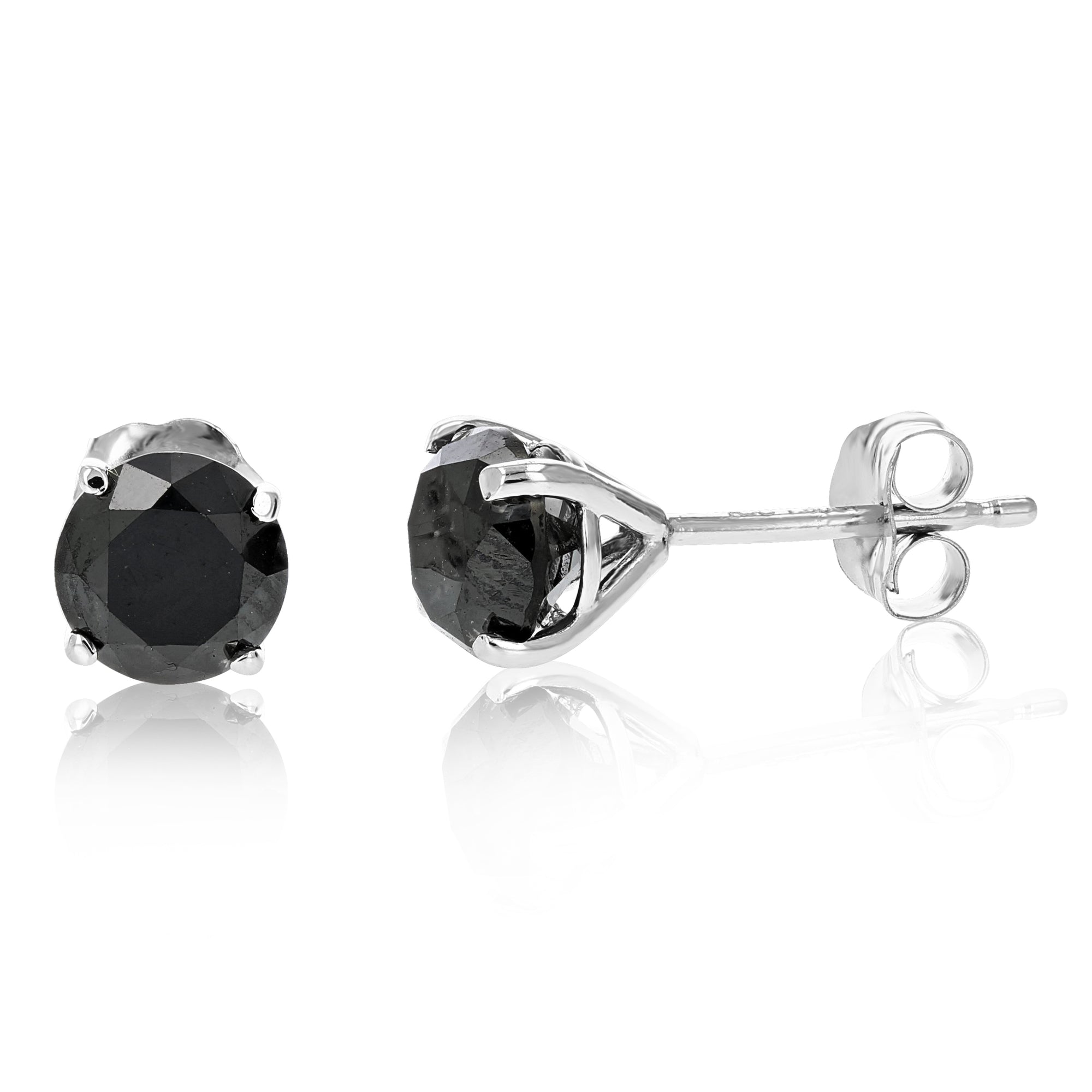 1.50 cttw Black Diamond Stud Earrings Martini Set 14K Gold