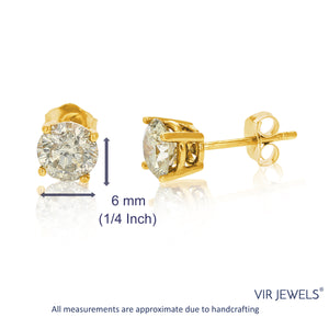 1.50 cttw Champagne Diamond Stud Earrings 14K Yellow Gold