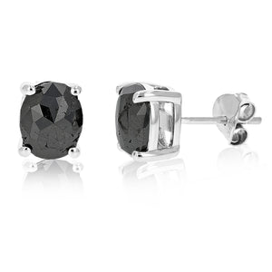 3 cttw Cushion Cut Black Diamond Stud Earrings .925 Sterling Silver Prong Set