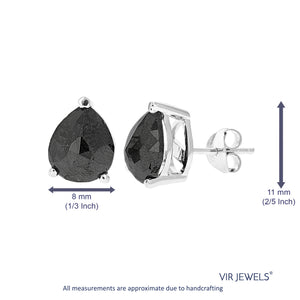 5.50 cttw Pear Shape Black Diamond Stud Earrings .925 Sterling Silver Prong Set