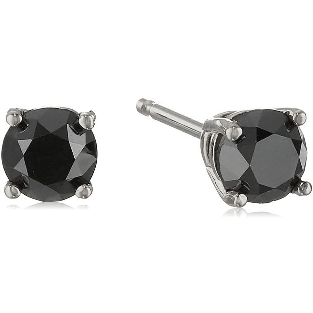 1/2 cttw Black Diamond Stud Earrings 14K White or Yellow Gold Round 4 Prong
