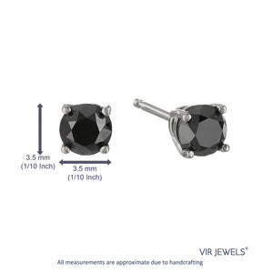 1/2 cttw Black Diamond Stud Earrings 14K White Gold Round Push Backs Prong Set