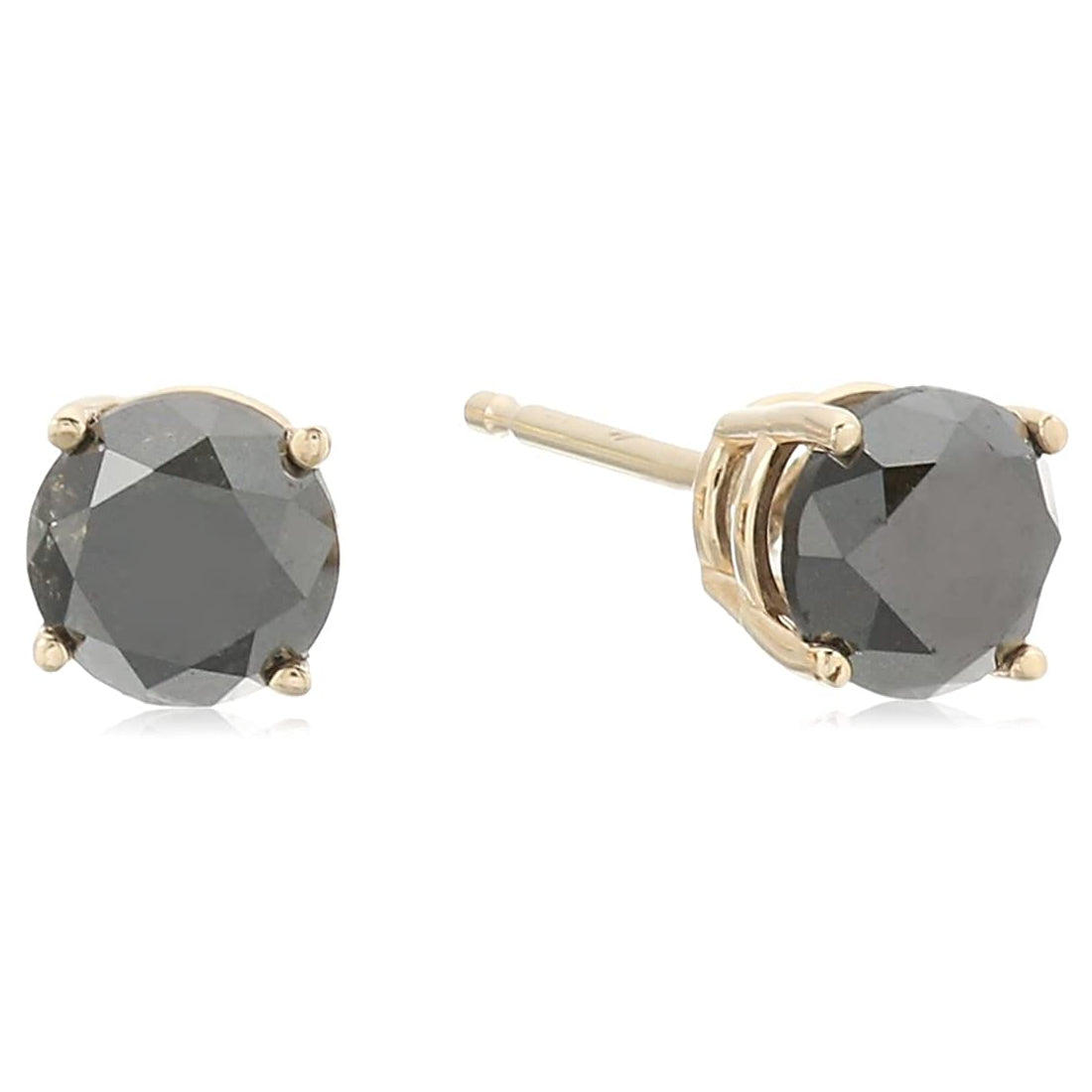 1.50 cttw Black Diamond Stud Earrings 14k White or Yellow Gold Round Push Backs