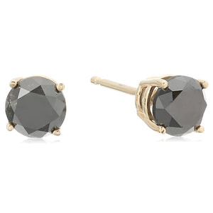 1 cttw Black Diamond Stud Earrings 14k White or Yellow Gold Round Push Backs
