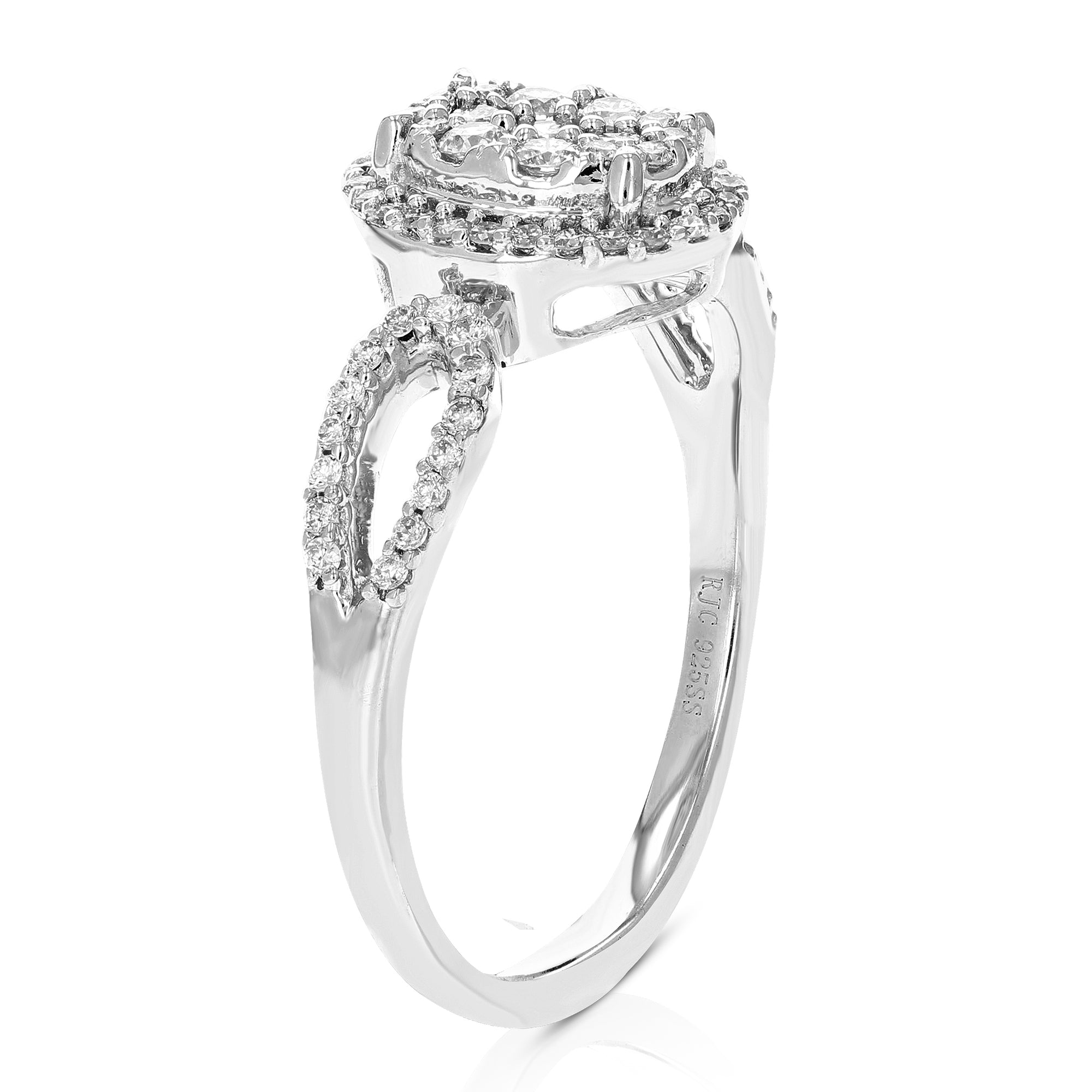 1/2 cttw Diamond Engagement Ring for Women, Round Lab Grown Diamond Ring in 0.925 Sterling Silver, Prong Setting, Size 6-8