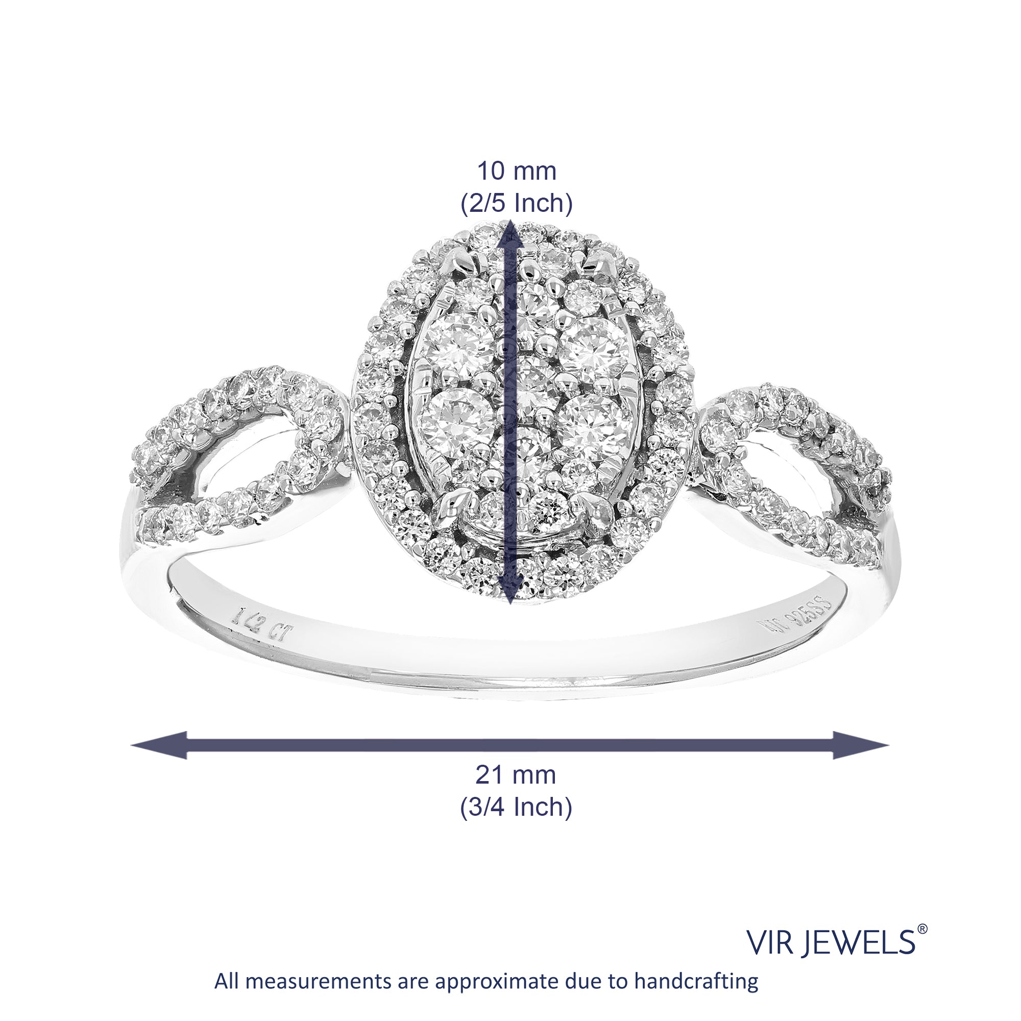 1/2 cttw Diamond Engagement Ring for Women, Round Lab Grown Diamond Ring in 0.925 Sterling Silver, Prong Setting, Size 6-8