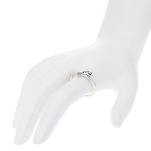 1/14 cttw Blue Diamond Ring Fashion Round 10K White Gold Size 7