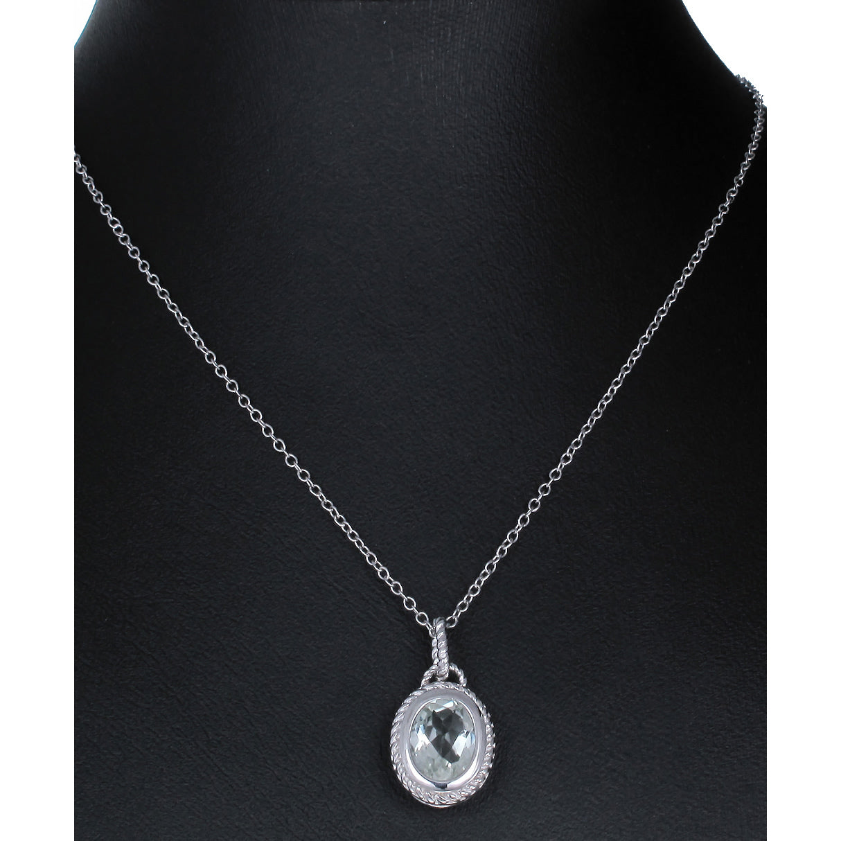1.70 cttw Pendant Necklace, Green Amethyst Oval Shape Pendant Necklace for Women in .925 Sterling Silver with Rhodium, 18 Inch Chain, Channel Setting