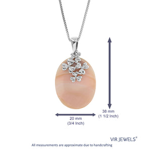 Pearl Pendant Necklace, Peach Mother of Pearl Pendant Necklace for Women in .925 Sterling Silver with 18 Inch Chain